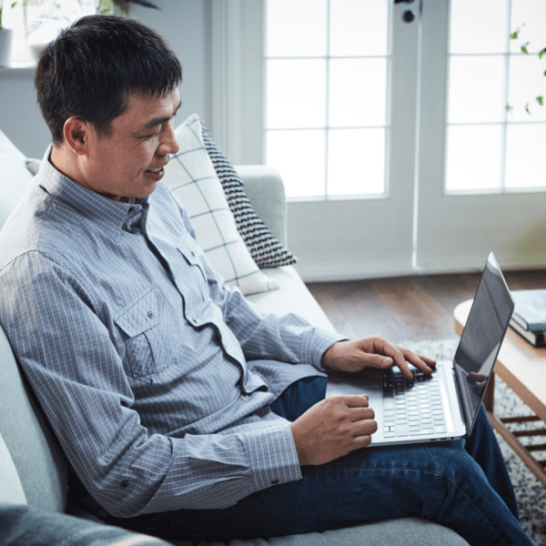 man on is laptop