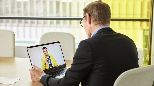 man on video call