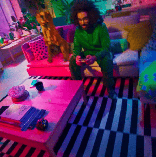 man playing video games