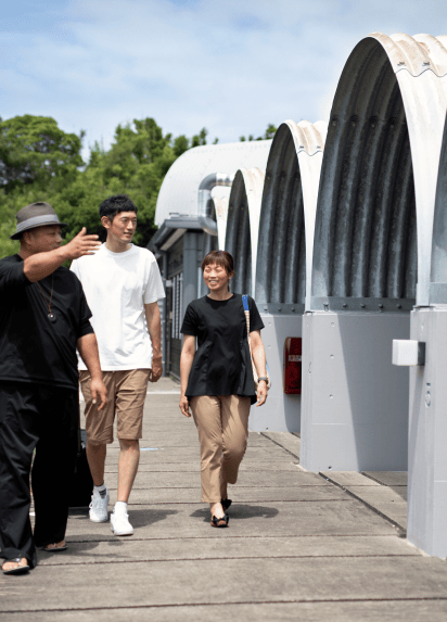 Manager showing guests the accomodation