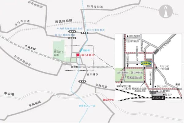 Map around the store in Tachikawa