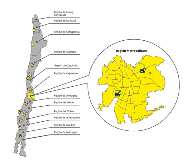 Mapa de puntos de retiro en Chile