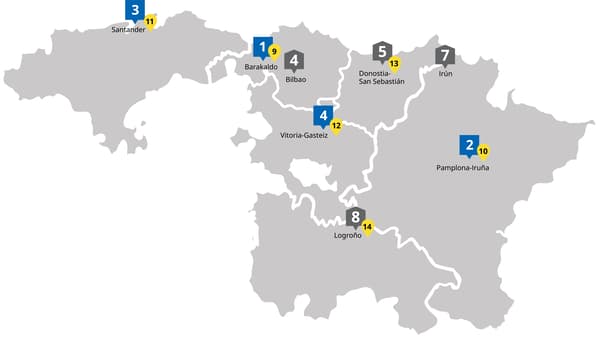 mapa tiendas y puntos de recogida IKEA Norte