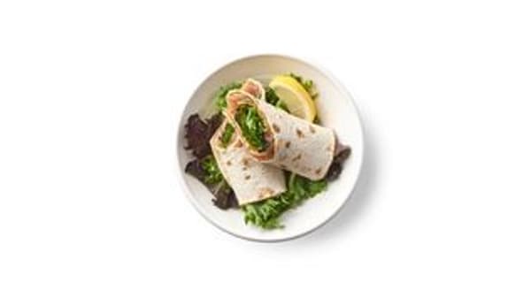 Marinated Salmon Wrap
Served on Flatbread with Mixed Greens