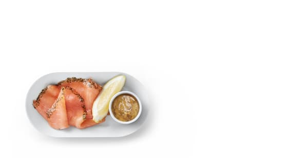Marinovaný losos, citron, hořčičná omáčka