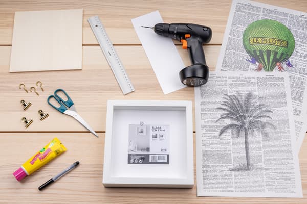 Materialübersicht von oben fotografiert.