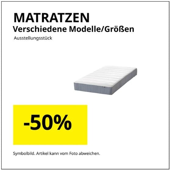 MATRATZEN – Verschiedene Modelle/Größen
Ausstellungsstück mit -50 % Rabatt