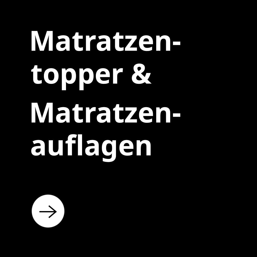 Matratzentopper & Matratzenauflagen und ein Pfeil, der zu dieser Seite linkt