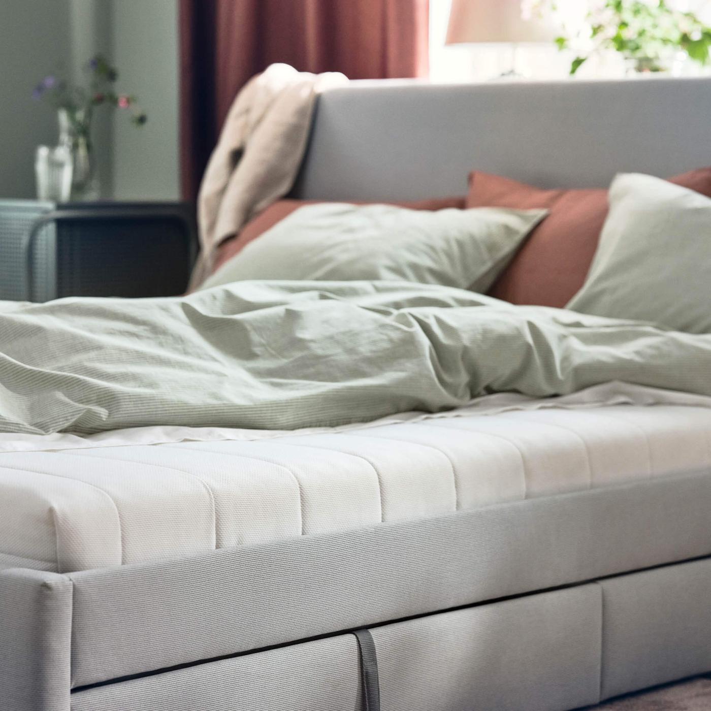 Matress with pillows and blanket