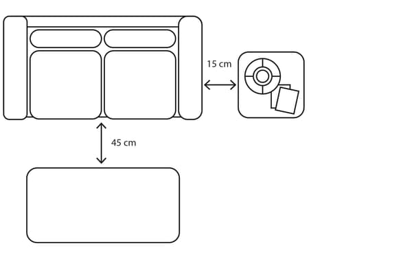 Medidas entre el sofá y la mesa de centro