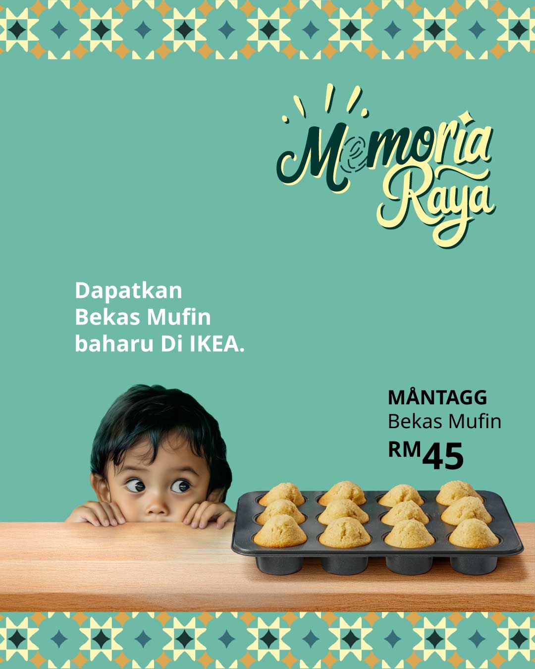 Memoria Raya Visual: A kids is waiting for the muffin to be baked