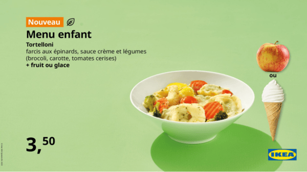 Menu enfant restaurant IKEA Arlon