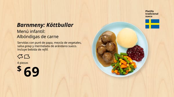 Menú Infantil: albóndigas suecas de carne