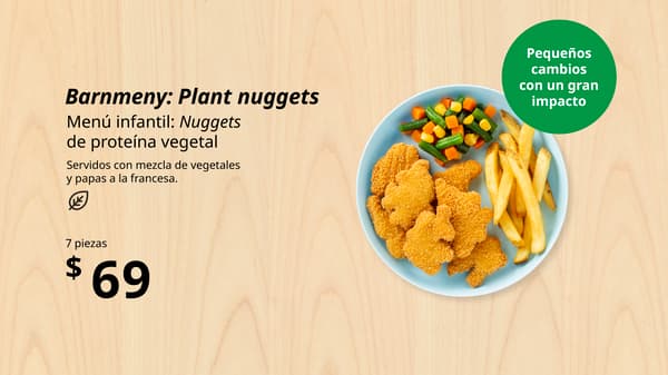 Menú Infantil: nuggets de proteína vegetal
