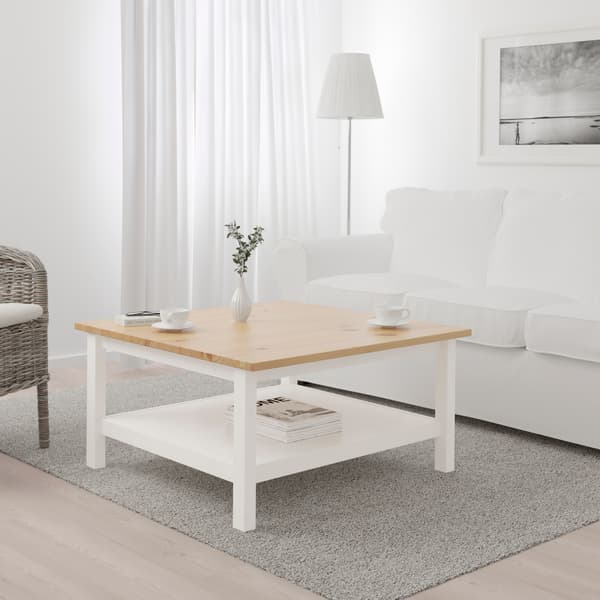 mesa de centro blanca y madera