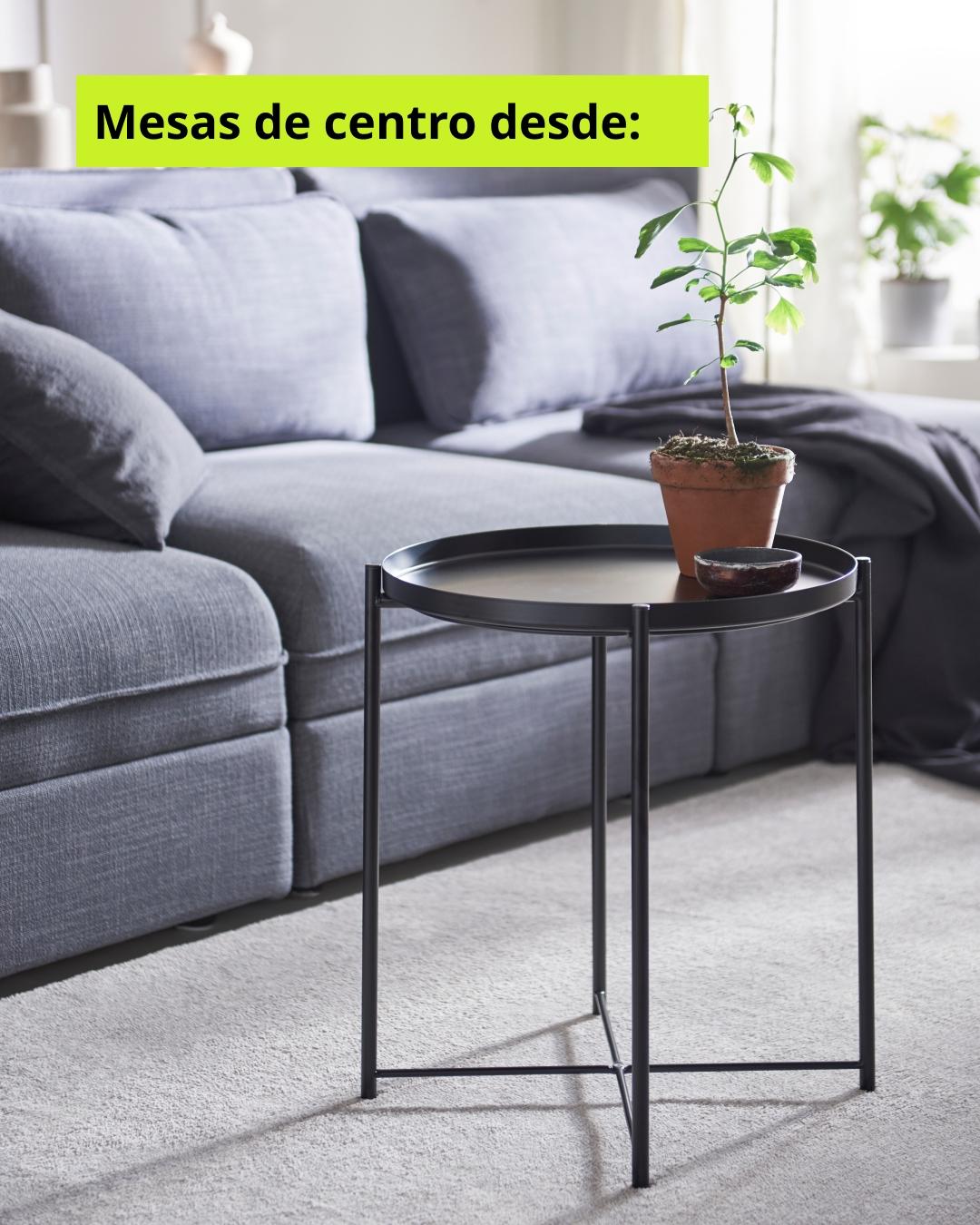 Mesa de centro negra redonda con llamado desde