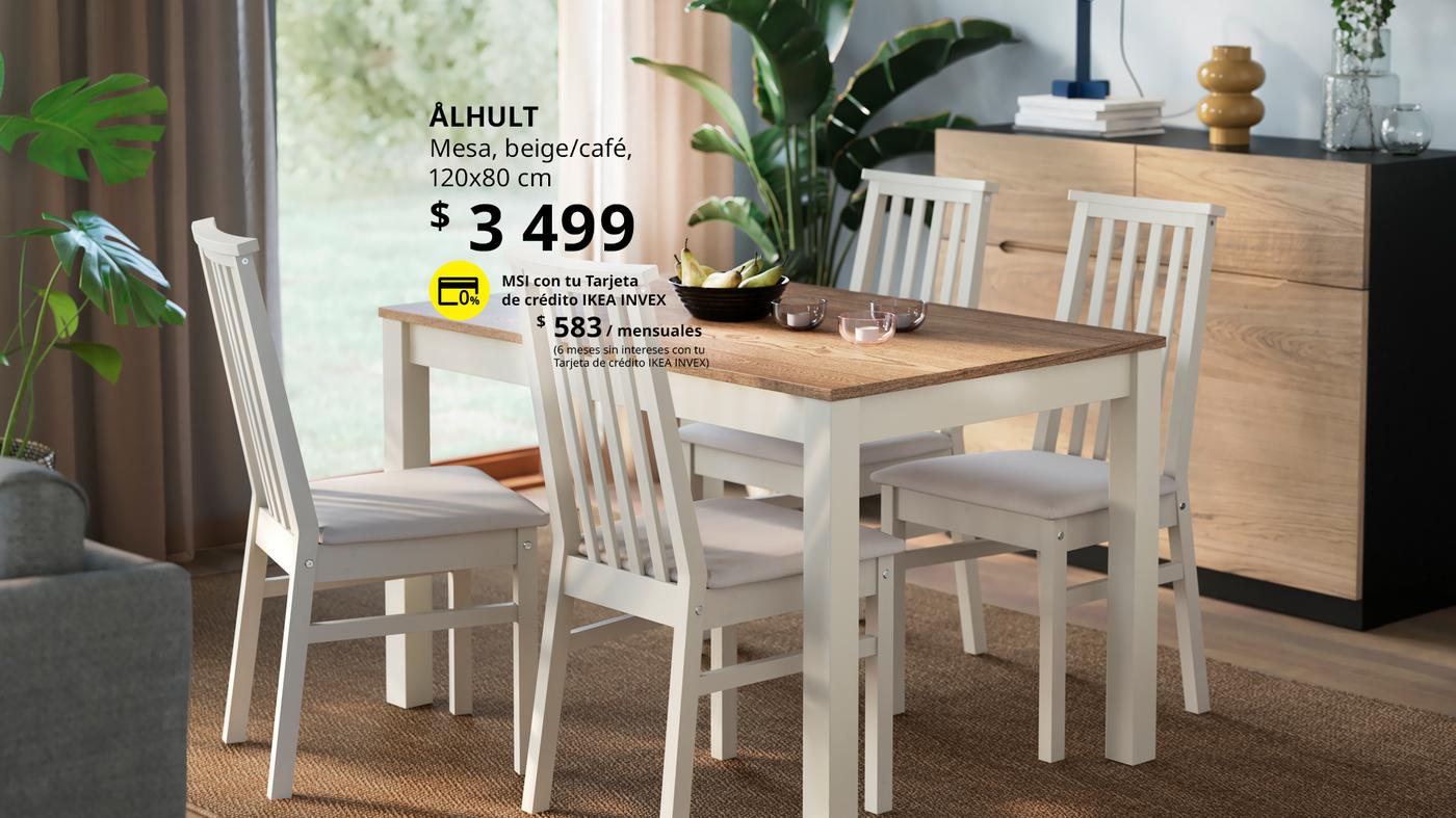 Mesa de madera ALHULT blanca con tablero colo madera