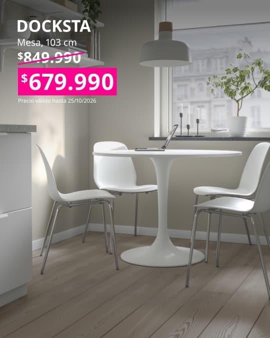 Mesa DOCKSTA blanca en un comedor