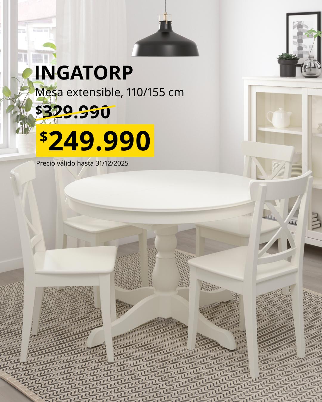 Mesa extensible blanca INGATORP a precio especial