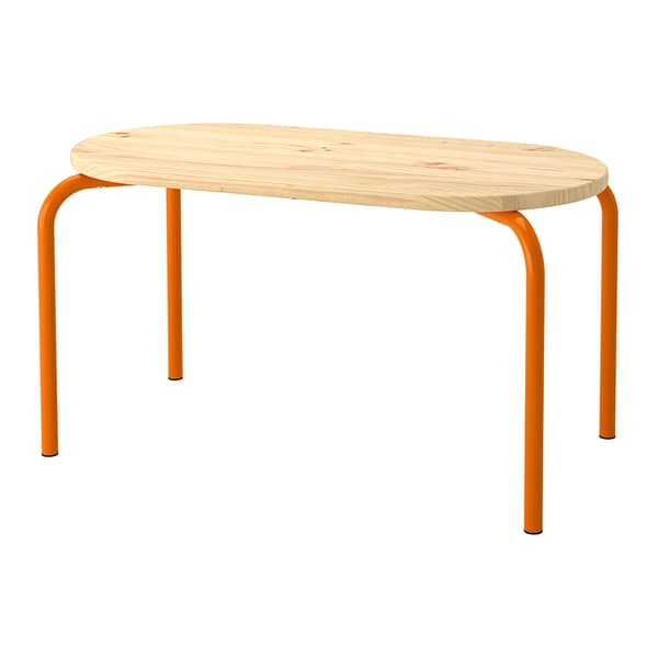 Mesa infantil GREJSIMOJS con tablón de madera y patas naranjas 