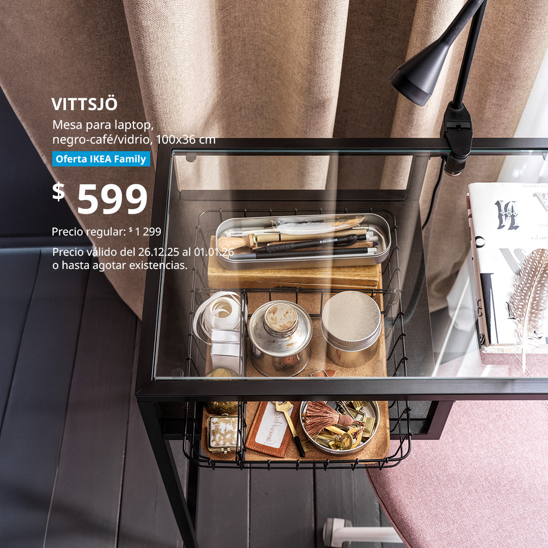 Mesa para laptop vidrio y metal negro VITTSJÖ