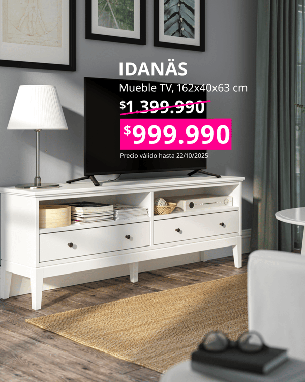 Mesa para TV blanca con cajones IDANAS.