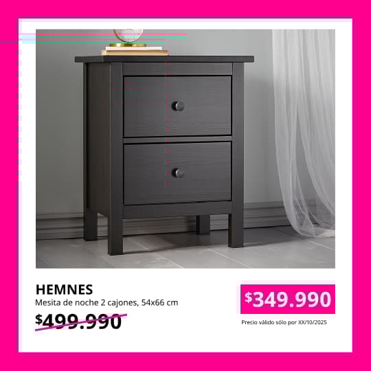 Mesita de noche café oscura HEMNES.