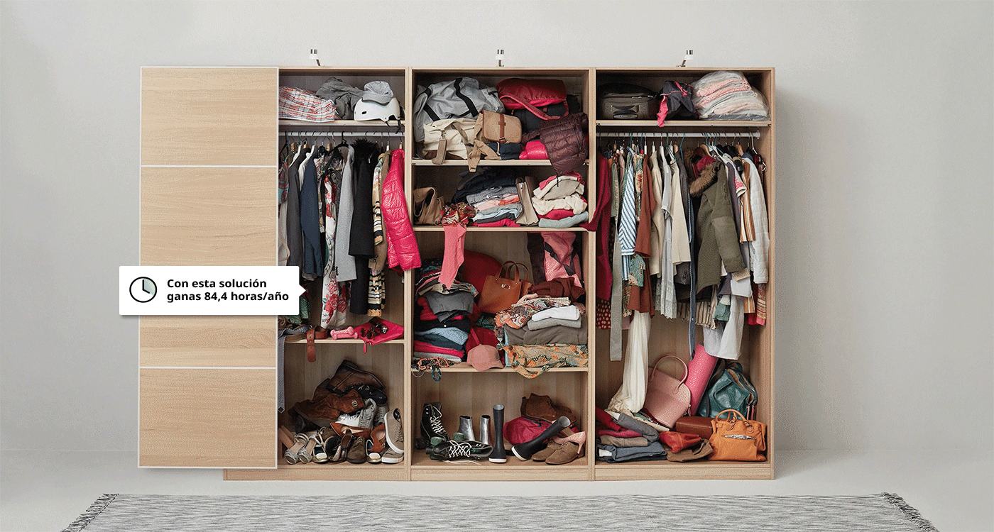 Messy and tidy wardrobe