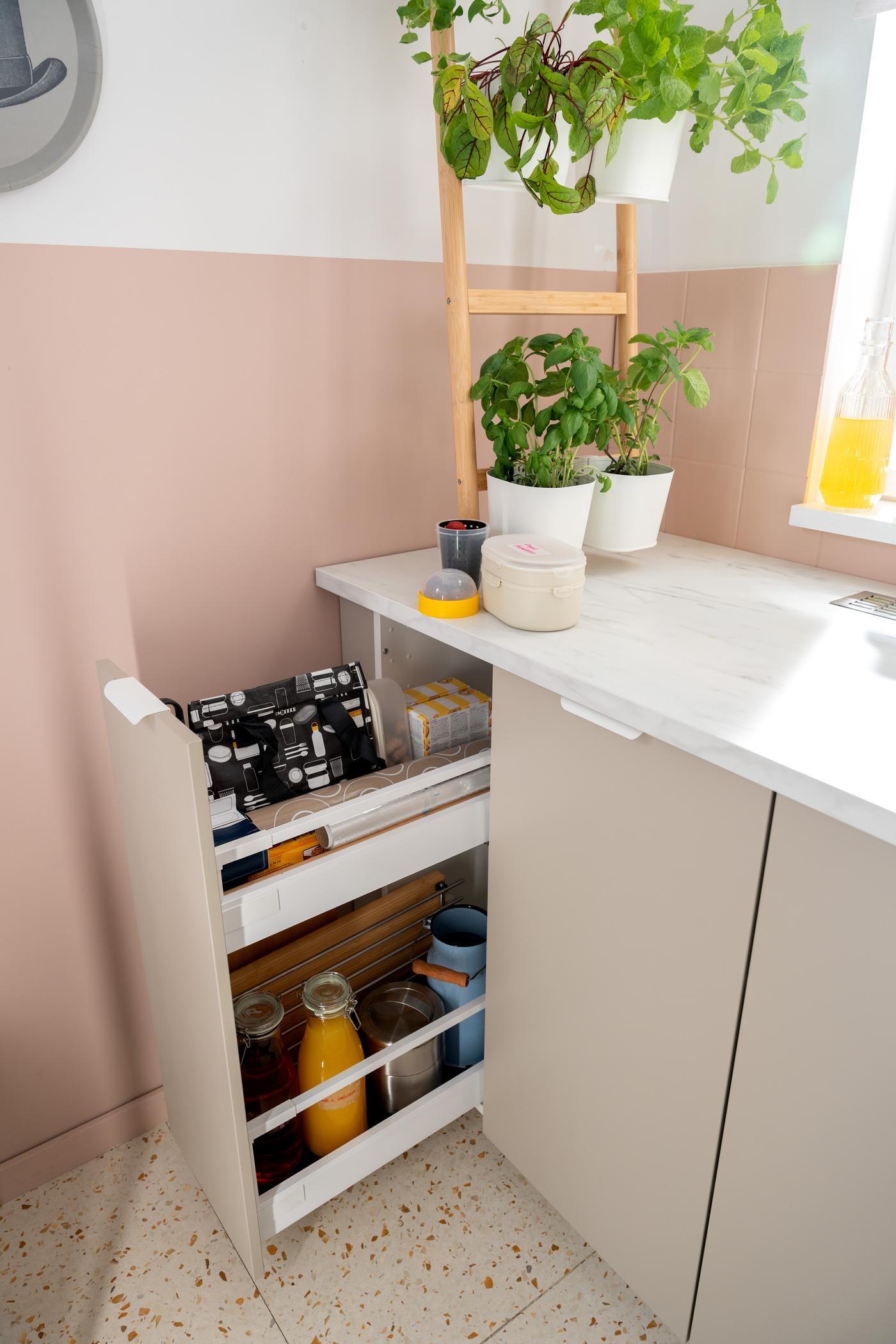 METOD / MAXIMERA Szafka st/wysuwane wyposażenie wew, biały/Havstorp beżowy, 30x60 cm