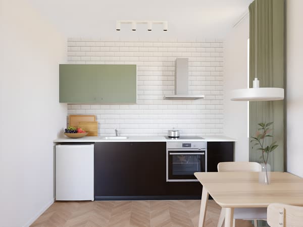 Metod/ Nickebo antracit/ Nickebo zelena, linearna kuhinja