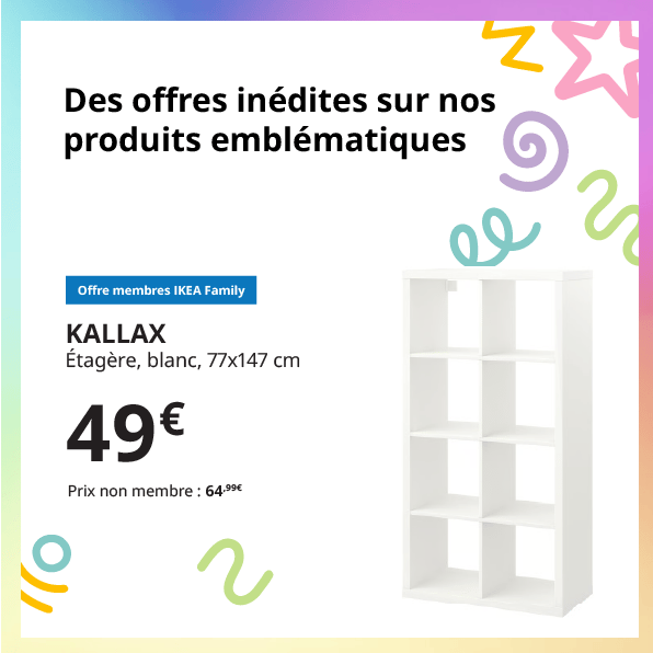 Meuble KALLAX 8 cases à 49 € au lieu de 64,99 €