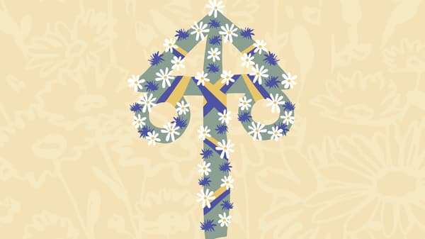 Midsommar-Illustration: Midsommar-Baum.
