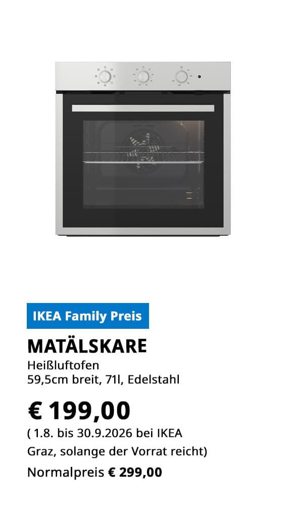 Mikrowelle Matälskare, 21l, 59,5cm breit, statt € 329 zum IKEa Family Preis von € 209.