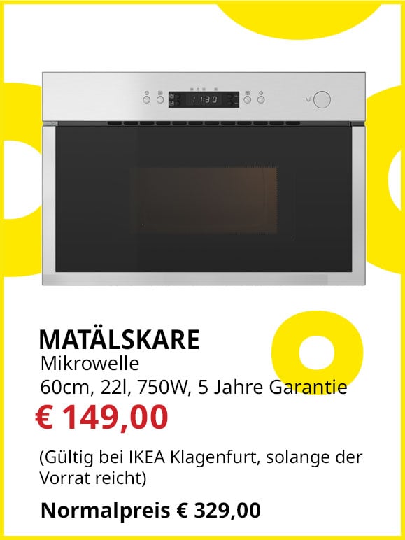 Mikrowelle Matälskare, 60cm, 22l, 750W, 5 Jahre Garantie, statt € 329 um € 149.