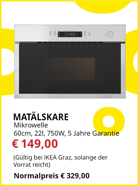 Mikrowelle Matälskare, 60cm, 22l, 750W, 5 Jahre Garantie, statt € 329 um € 149.