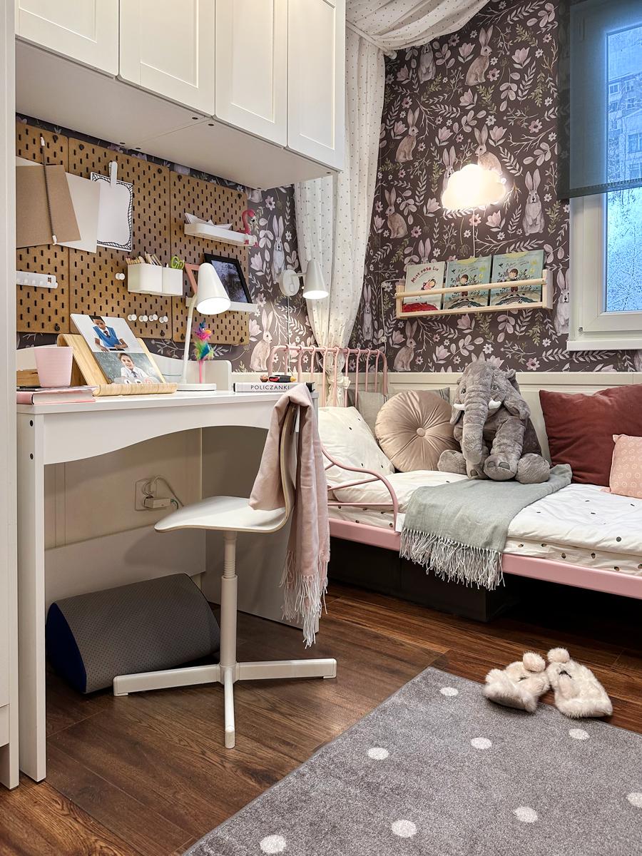 MINNEN Rozsuwana rama łóżka, jasnoróżowy, 80x200 cm