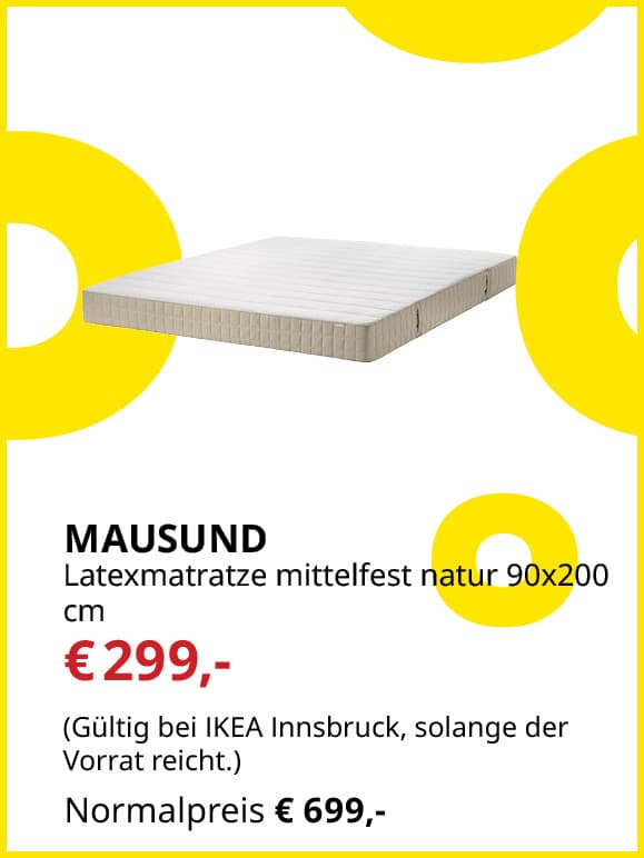 Mittelfeste Latexmatratze in den Maßen 90x200 cm für 299 € statt 699 €.