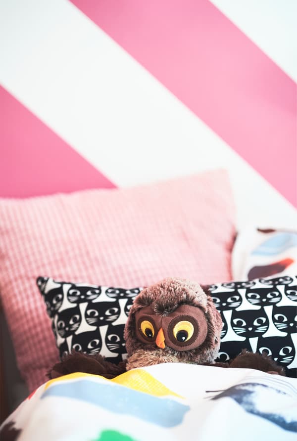Mix and match patterned textiles.