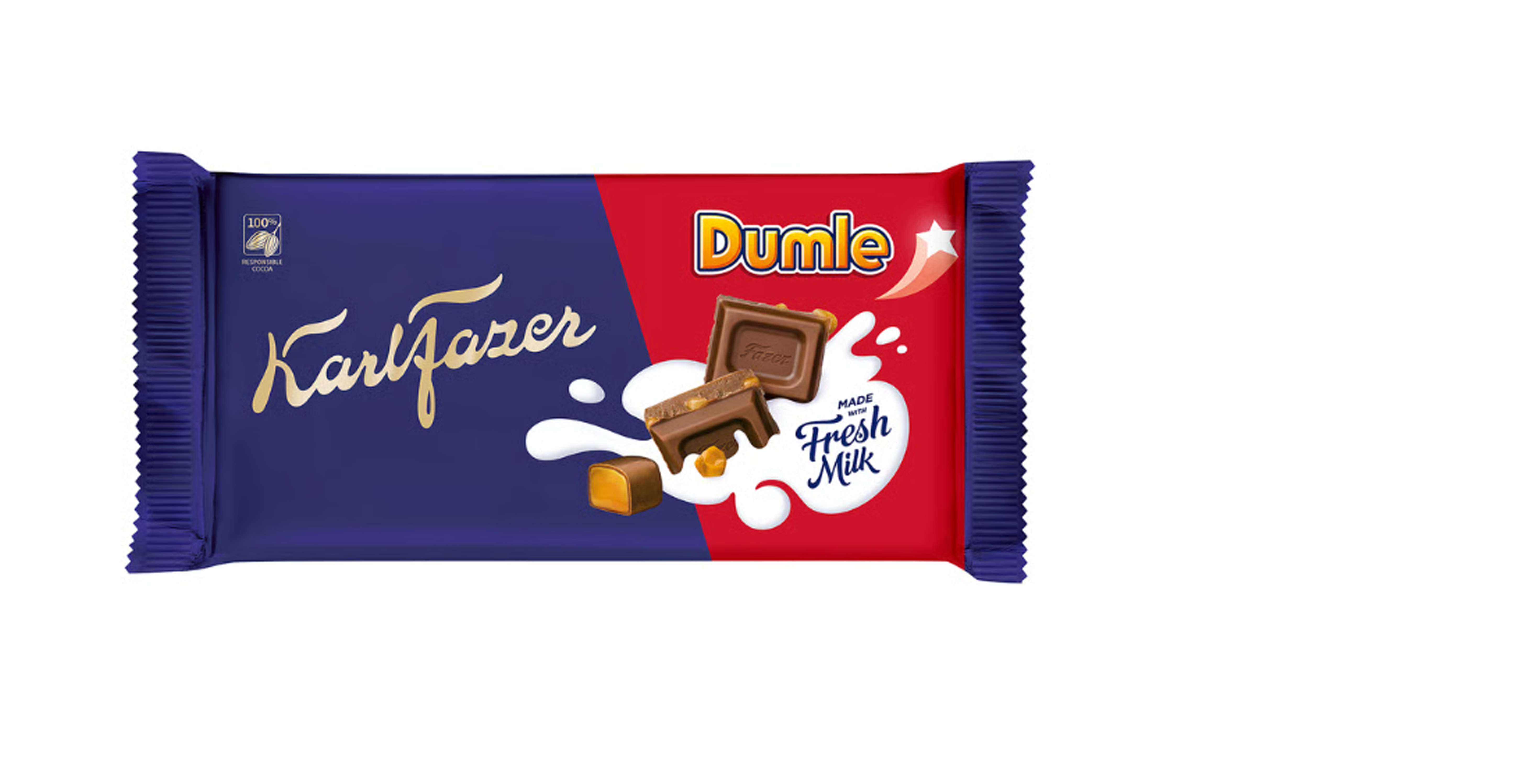 Mléčná čokoláda, kousky karamelu