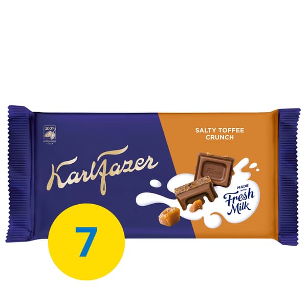 Mliečna čokoláda FAZER so slaným karamelom.