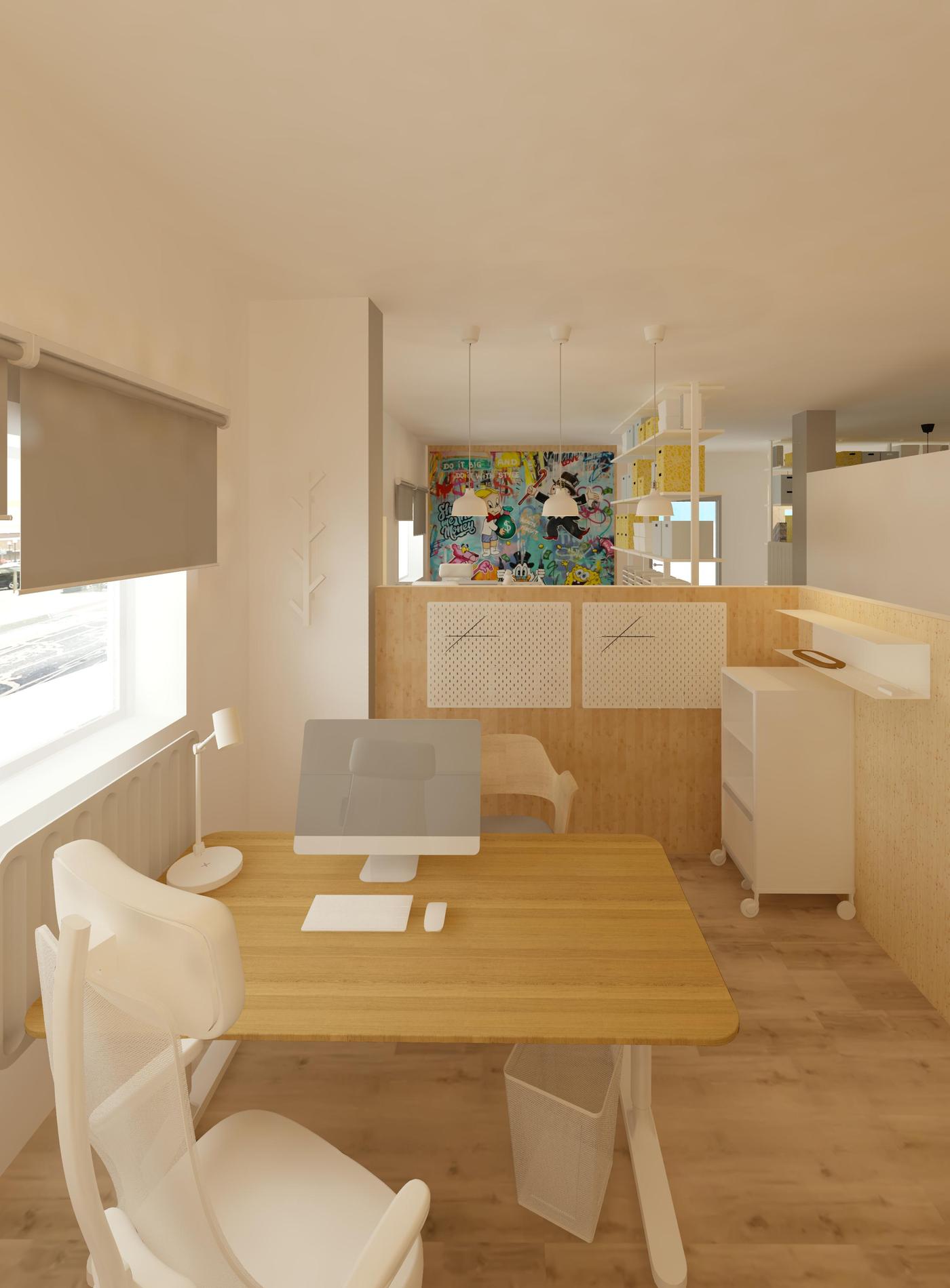 Modernes Scandi-Büro mit smarter Aufbewahrung