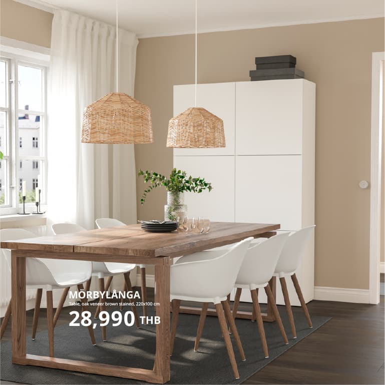 MÖRBYLÅNGA
Table, oak veneer brown stained, 220x100 cm
28,990