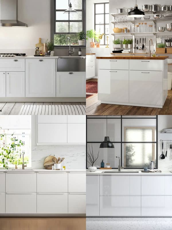 Montage de 4 cuisines différentes blanches