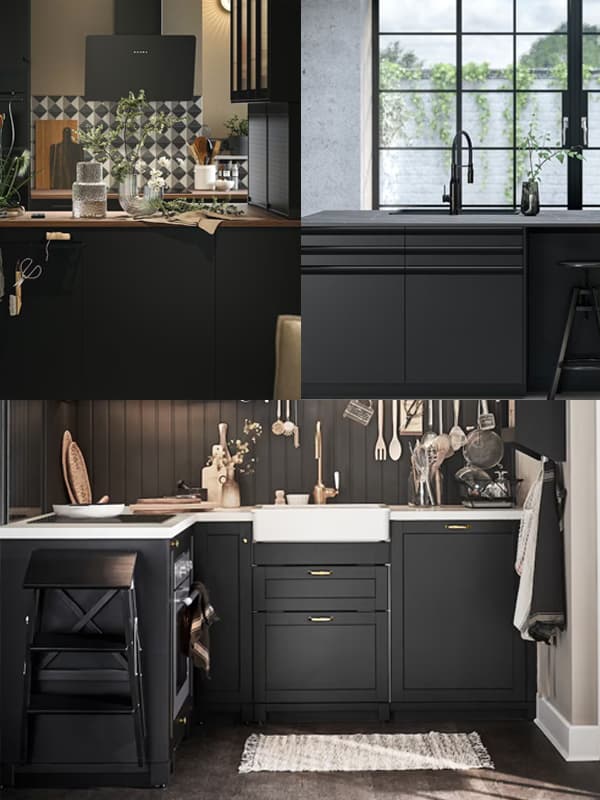 Montage de 4 finitions de cuisine noires