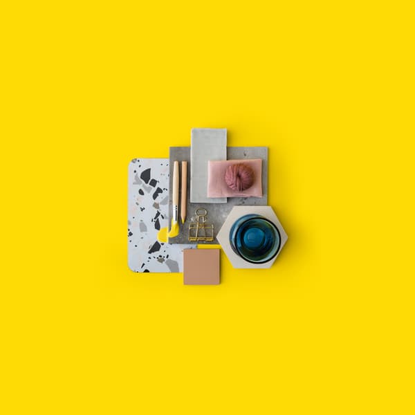 Moodboard with colours, objects and textures