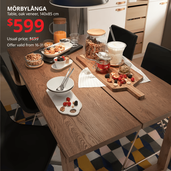 MORBYLANGA dining table in dining room area