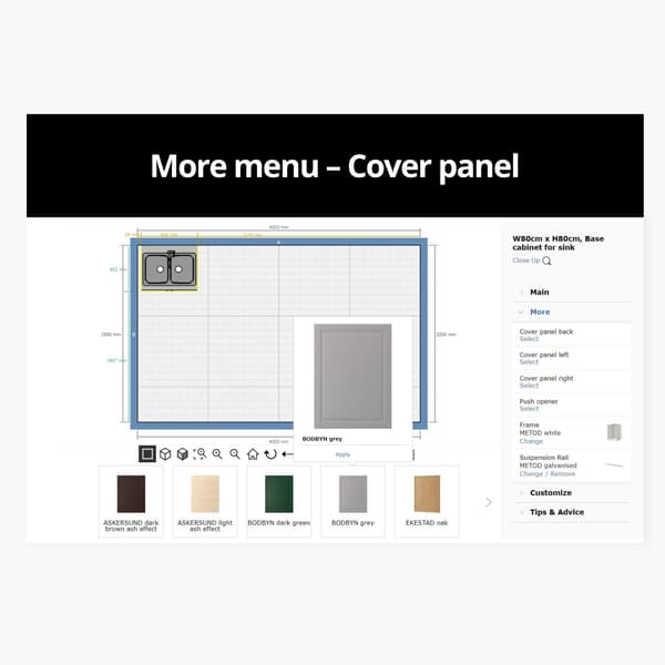 More menu - cover panel