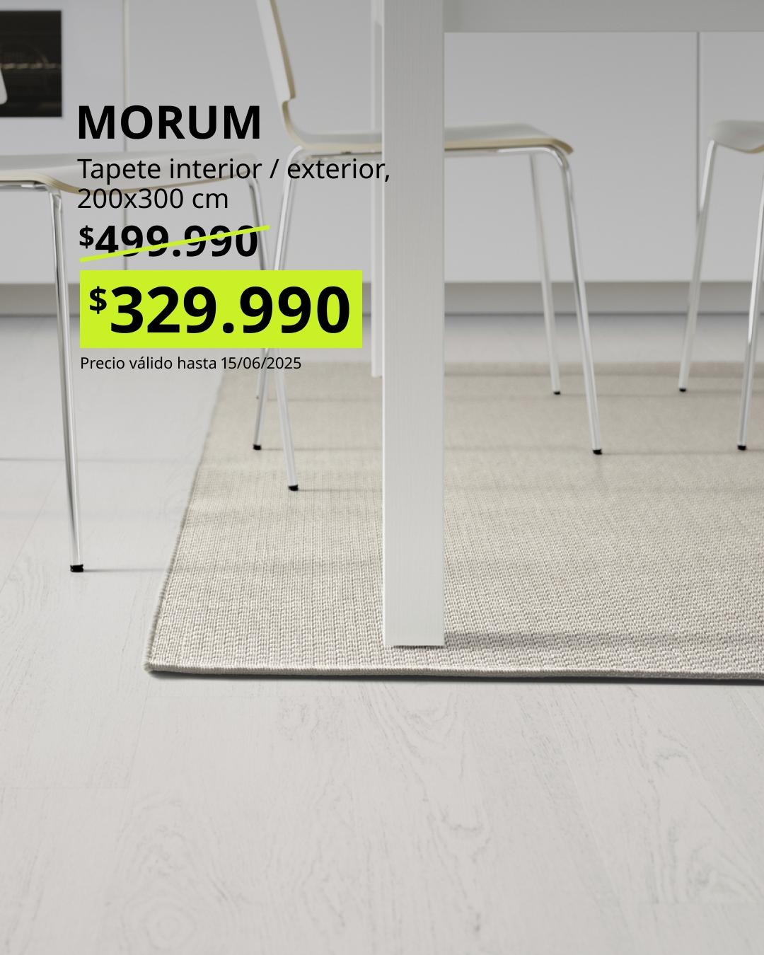 MORUM alfombra plana beige 200x300 para interior y exterior resistente diseño minimalista fácil mantención