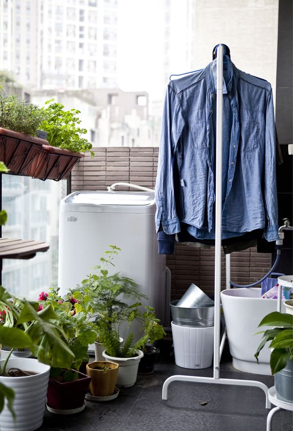 Move a clothes rack outside