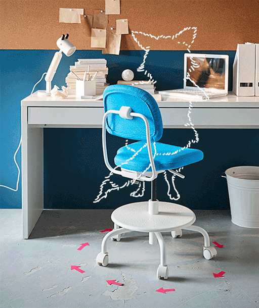 Moving about has a positive effect on learning. A children’s desk chair like VIMUND offers height, support and wiggle room.